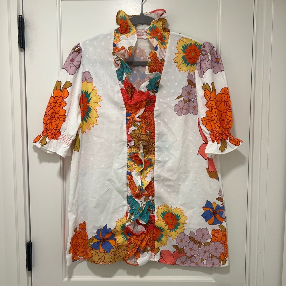 Floral Ruffle Blouse - Multicolor